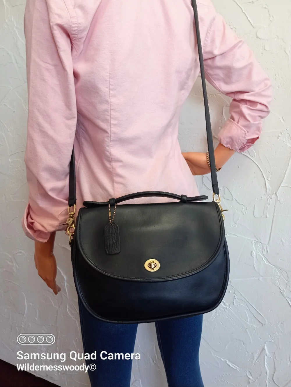 Coach Large Plaza bag/"The Bistro Bag" Navy Blue, Late 1980's-early 1990's - Picture 7 of 16